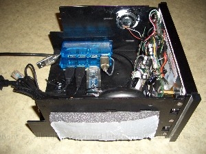 doubledinscreenbuild33.jpg - At last I could fit every thing in. Here you can see ( in no particular order ), two hubs, Silabs FM Radio, the RF remote receiver, my USB GPS with external connection. The pads on the side where packing which came with the Connects2 kit how ever I used them to hold the screen in as there was no real way to fit the WRX kit to the dash