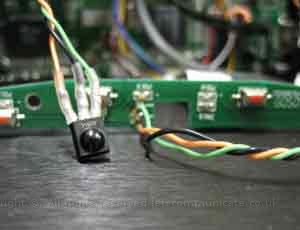 mechatronikscomremotemod.jpg - I soldered the IR and light sensor on to one end of a RJ45 net work cable as this would allow the sensors to be fixed and the display to be disconnected from them if it ever needed removing. It also allowed me to mount them where I wanted ( picture further in this gallery ). This image from mechatroniks.com shows the IR sensor close up